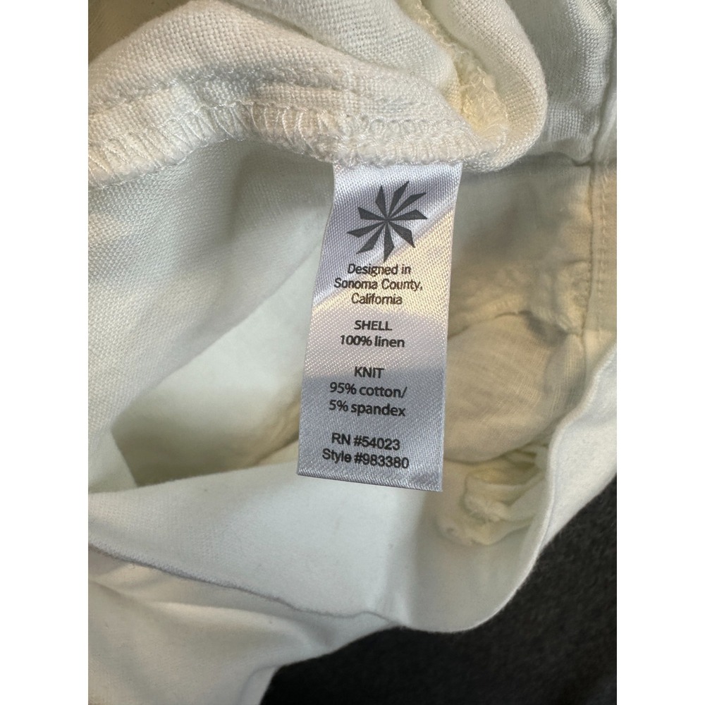 ATHLETA Lima 100% Linen Shortie Foldover Knit Waistband White Shorts Size 10 - Picture 13 of 16